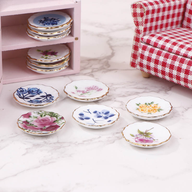 Woodworking Kids Toys - 1Pcs 1:12 Dollhouse Miniature Ceramic Plate
