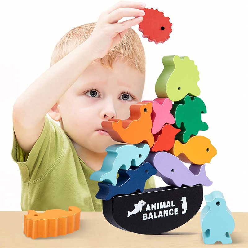 Woodworking Kids Toys - New Children Montessori Wooden Animal Balance