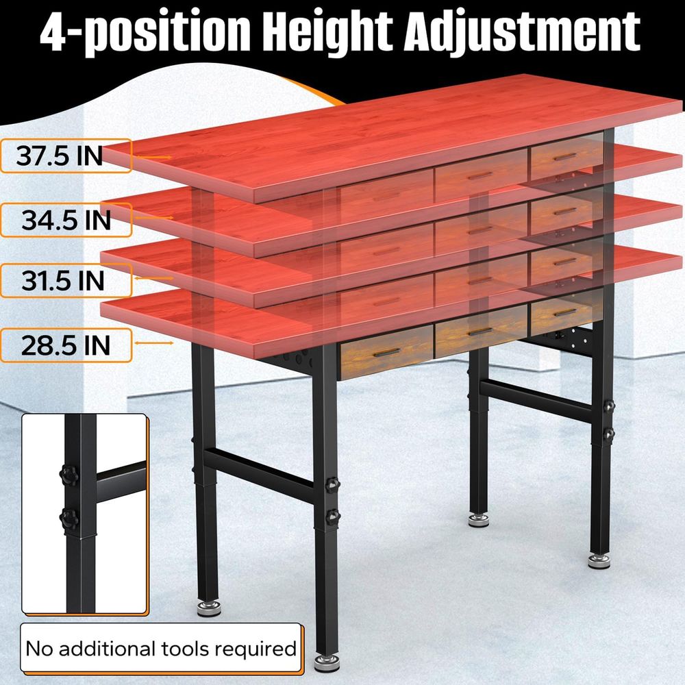 60in Adjustable Height Workben - đánh giá và giá Workbench Woodworking