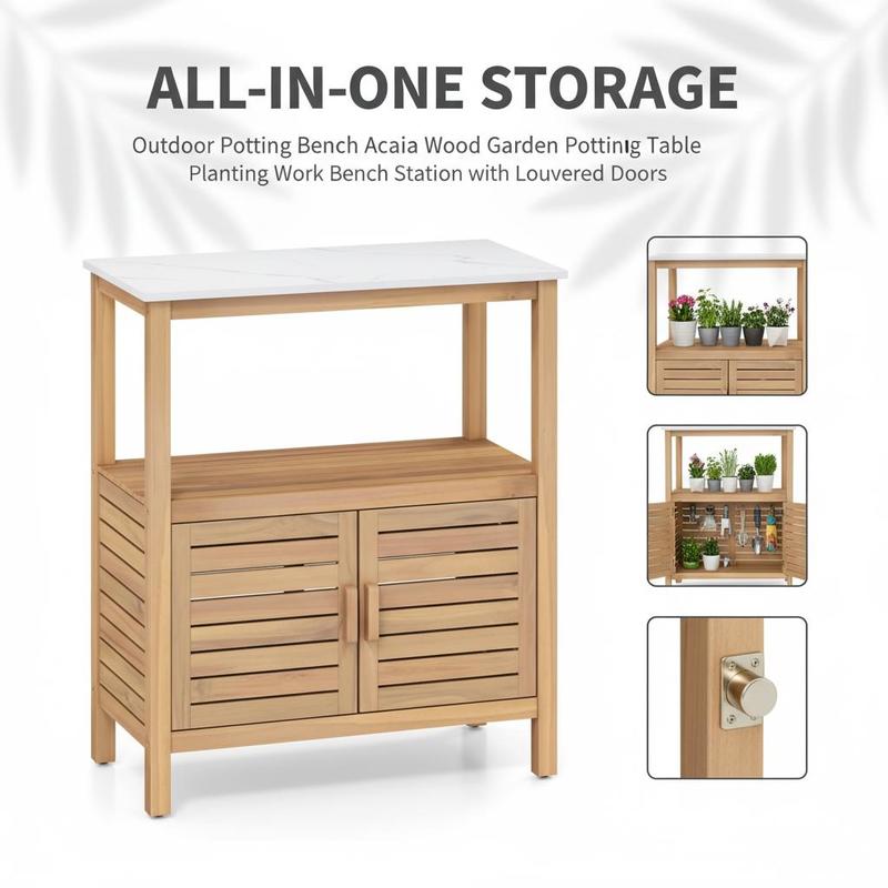 Outdoor Potting Bench Acacia W - đánh giá và giá Workbench Woodworking