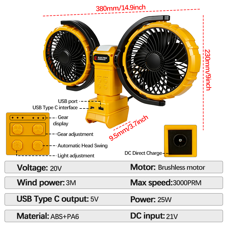 3000RPM Portable Dual Head Fan - đánh giá và giá Woodworking Ideas