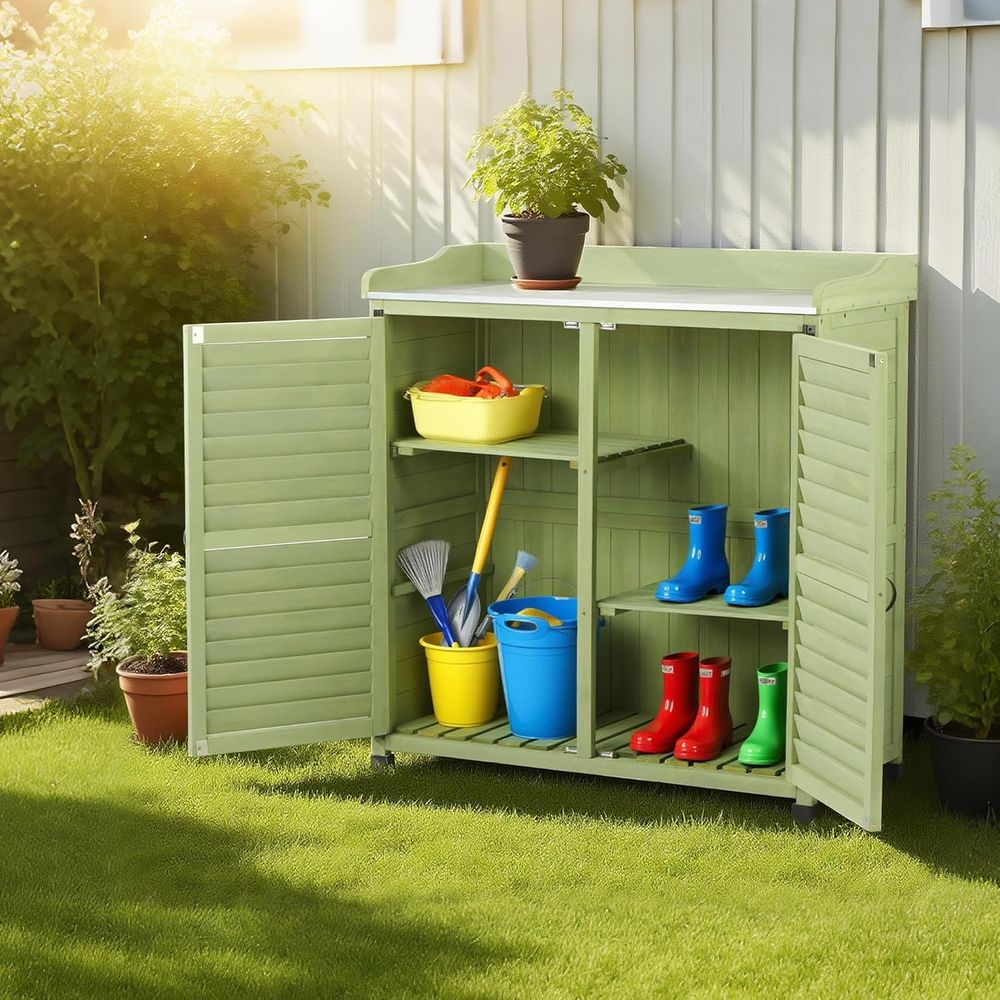 Outdoor Potting Bench with Met - đánh giá và giá Workbench Woodworking