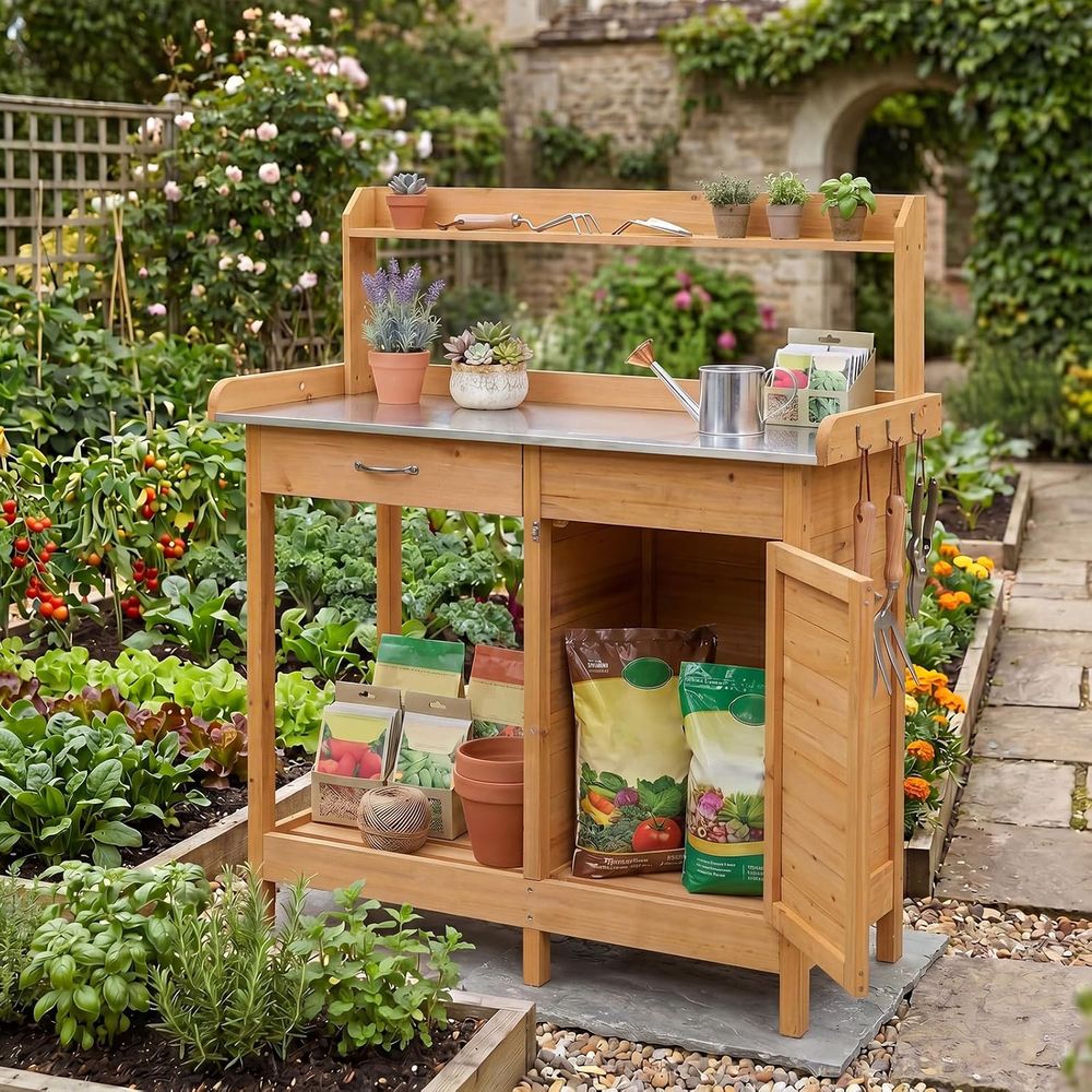 Outdoor Potting Bench Table Wo - đánh giá và giá Workbench Woodworking
