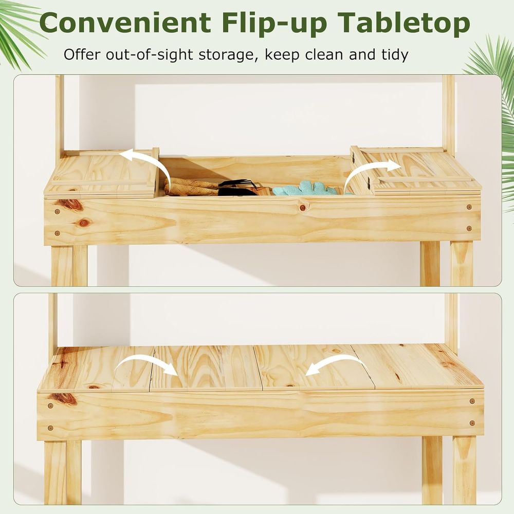 Potting Bench Table, 60” Wood  - đánh giá và giá Workbench Woodworking
